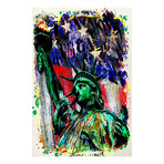 Liberty Statue Flag Painting Print // Wrapped Canvas (12"W x 18"H x 1.5"D)