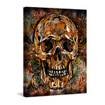 Orange Patterned Skull Painting Print // Wrapped Canvas (24"W x 31"H x 1.5"D)