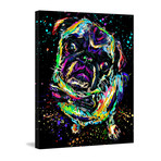 Black Light Pug Painting Print // Wrapped Canvas (24"W x 31"H x 1.5"D)