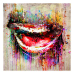 Color Drip Smile Painting Print // Wrapped Canvas (18"W x 18"H x 1.5"D)