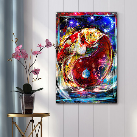 Fish Swirl Painting Print // Wrapped Canvas (12"W x 18"H x 1.5"D)