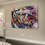 Color Streaked Bull Dog Painting Print // Wrapped Canvas (31"W x 24"H x 1.5"D)