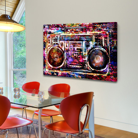 Wild Boom Box Painting Print // Wrapped Canvas (18"W x 12"H x 1.5"D)