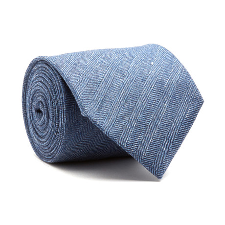 Super Classic Sky Tie // Blue Herringbone