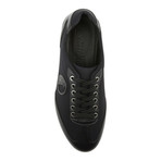 Mixed Texture Plain Lace-Up Sneaker // Black + Antique Nickel (Euro: 44)