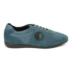Mixed Texture Strip Lace-Up Sneaker // Blue + Antique Nickel (Euro: 40)