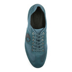Mixed Texture Strip Lace-Up Sneaker // Blue + Antique Nickel (Euro: 42)