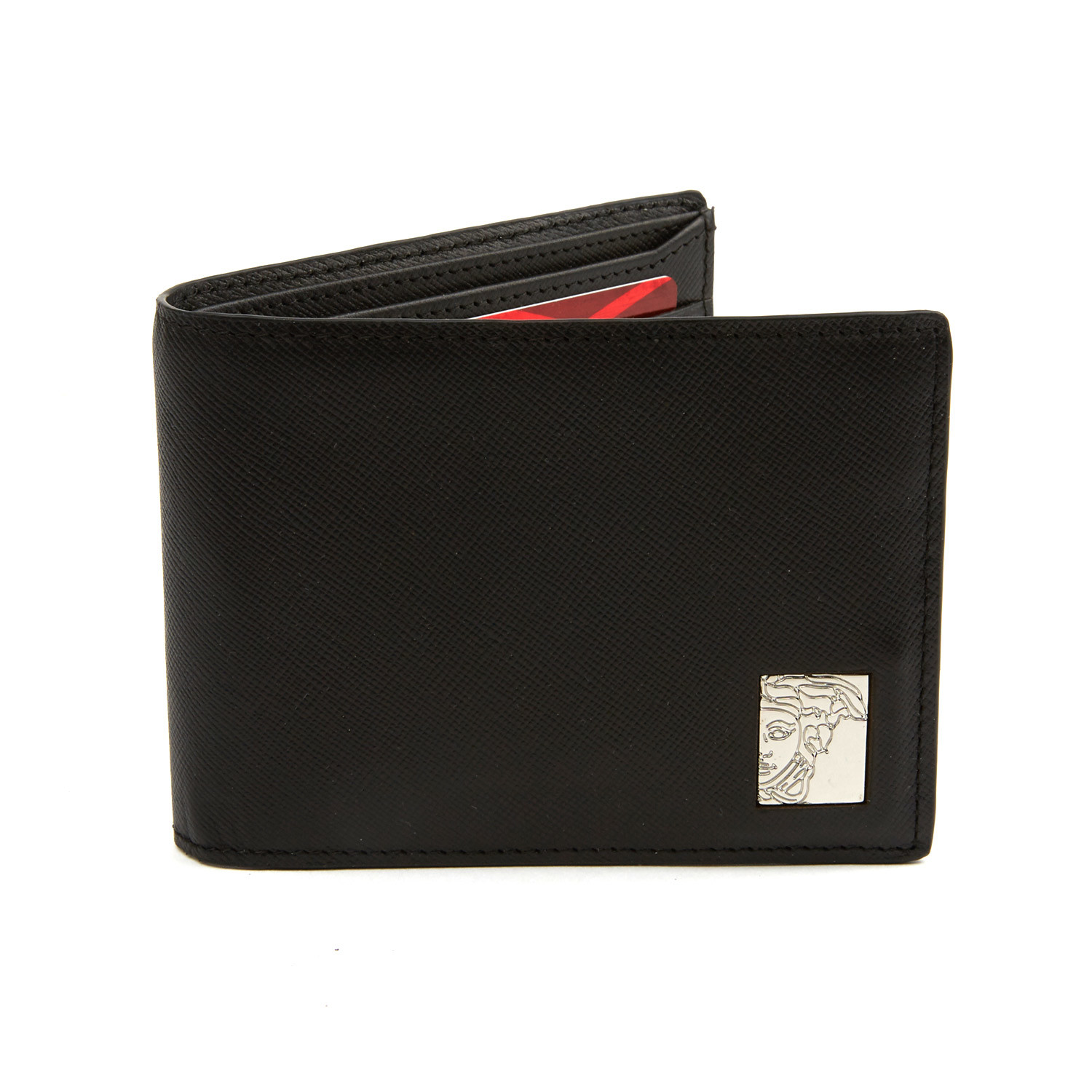 Saffiano Leather Bi-Fold Wallet // Black - Versace Collection - Touch ...