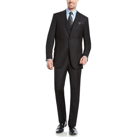 Wall Street Modern Fit Vested Suit // Black (US: 34S)