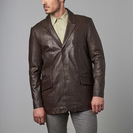 Collier Leather Blazer // Brown (M)