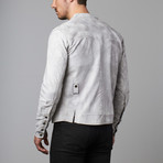 Jasper Distressed Snap Front Jacket // White (XL)