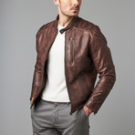 Quentin Patched Shoulder Zip Jacket // Copper (XL)