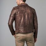 Paxton Quilted Shoulder Moto Jacket // Brown (S)