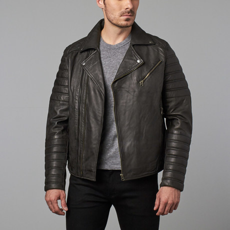 Barclay Stitched + Quilted Moto Jacket // Black (S)