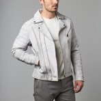 Barclay Stitched + Quilted Moto Jacket // White (M)