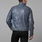 Cyril Quilted Shoulder Moto Jacket // Blue Wash (S)