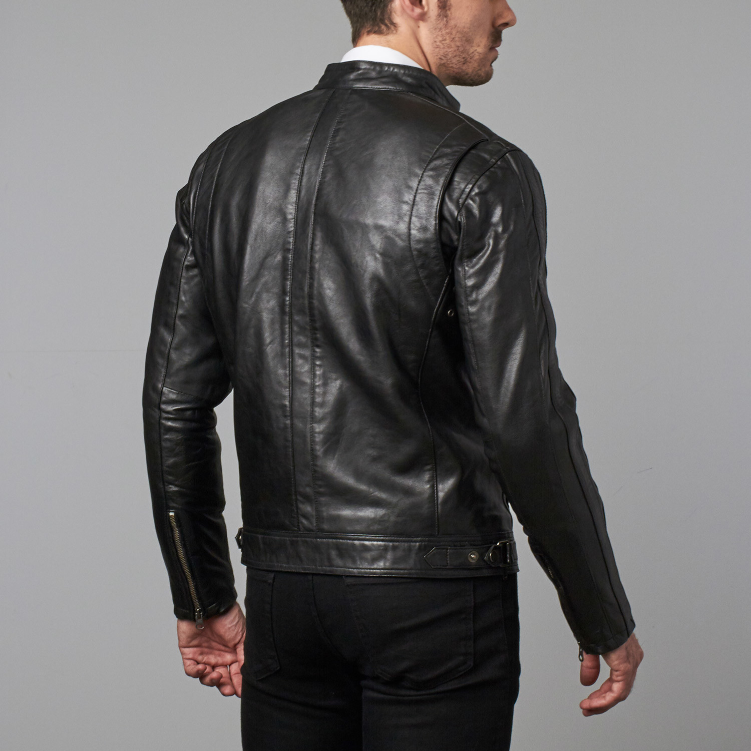 Landon Seamed Zip Moto Jacket // Black (L) - Menswear Essentials ...