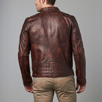 Nigel Quilted Shoulder Moto Jacket // Brown (2XL)