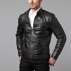 Landon Seamed Zip Moto Jacket // Black (L)
