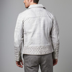 Barclay Stitched + Quilted Moto Jacket // White (M)