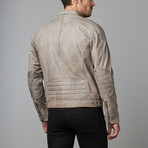 Keegan Elbow Patch Zip Moto Jacket // Light Grey (S)