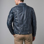 Cruz Quilt Panel Zip Moto Jacket // Blue Wash (S)