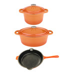 Neo Cast Iron Cookware Set // 5 Piece // Orange