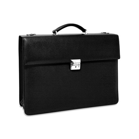 Prestige // Double Gusset Flapover Briefcase (Black)