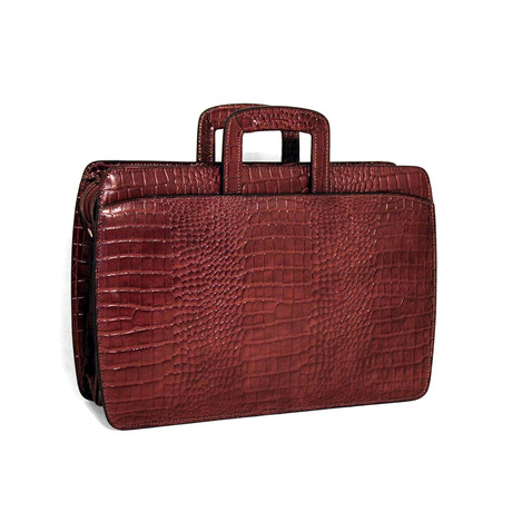 Croco // Double Gusset Top Zip Briefcase // Limited Edition