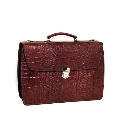 Croco // Double Gusset Flapover Briefcase // Limited Edition
