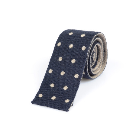 Knitted Straight Dot Tie // Black + Tan