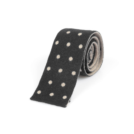 Knitted Straight Dot Tie // Dark Brown + Tan