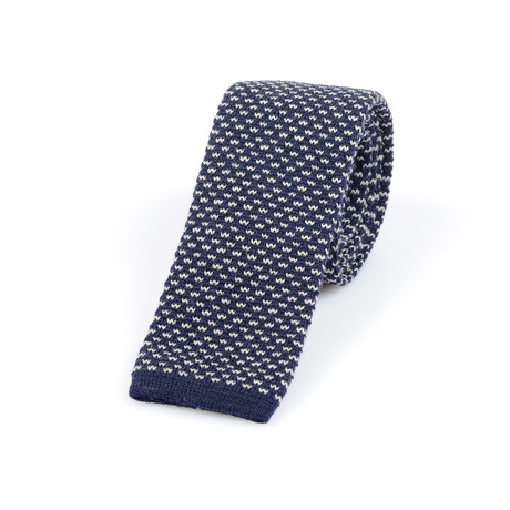 Knitted Straight Dash Tie // Navy + Cream