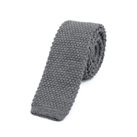 Textured Knit Straight Tie // Grey