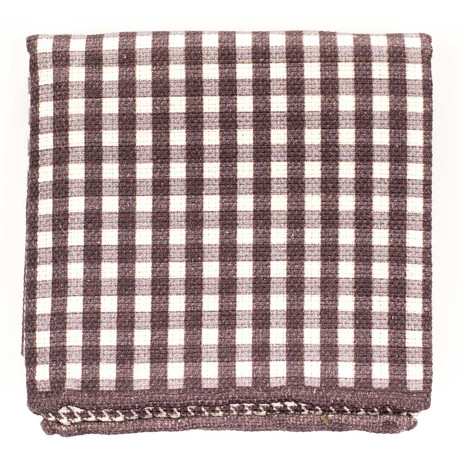 Gingham Pocket Square // Brown + White