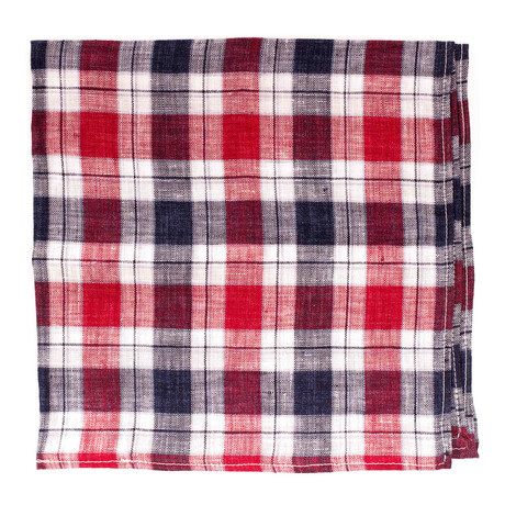 Plaid Pocket Square // Red + Navy