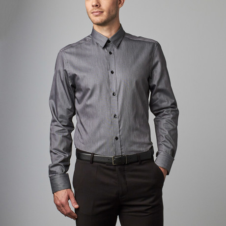 Trend Fit Medium Stripe Dress Shirt // Grey + White (38)