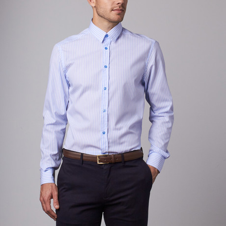 Trend Fit  Stripe Dress Shirt // Light Blue (38)