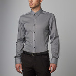 Trend Fit Thick Stripe Dress Shirt // Grey + White (45)