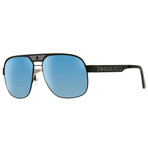 Dsquared2 Aviator // Black Hash (Blue Mirrored Lenses)