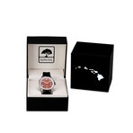 Hawaiian Koa Watch Quartz // White Bezel + Silicone Band