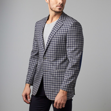 Paolo Lercara Sport Jacket // Blue + Taupe Plaid (US: 36S)