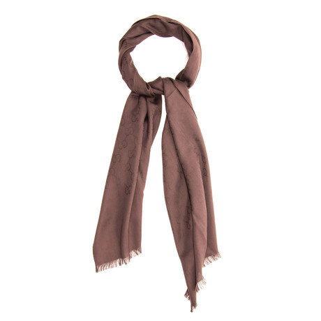 Gucci // GG Wool + Silk Blend Scarf // Dark Brown