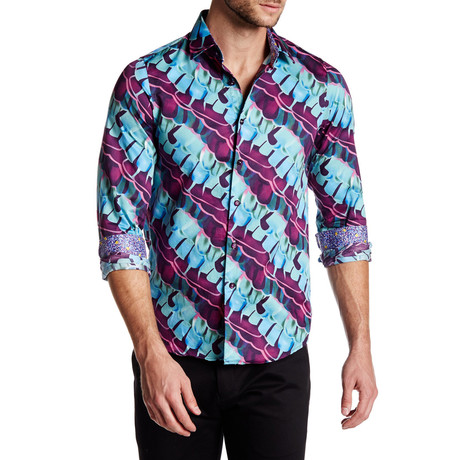 Buddy Button-Up // Purple + Turquoise (XS)