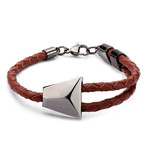 Brown Braided Leather Bolo Bracelet