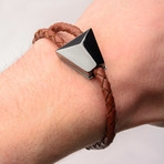 Brown Braided Leather Bolo Bracelet
