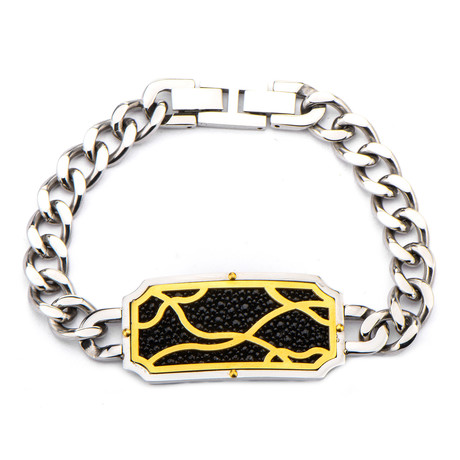 Steel + IP Gold Bracelet // Black Stingray