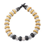 Taupe Wood Bracelet WIth White Howlite Beads