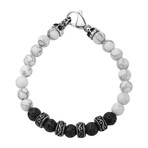 Black Lava + White Howlite Beads Bracelet