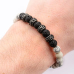 Black Lava + White Howlite Beads Bracelet
